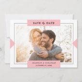 Roze Moderne Eenvoudige Foto Bewaar de Datum Save The Date (Voorkant)