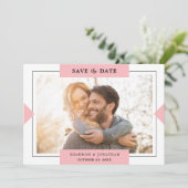 Roze Moderne Eenvoudige Foto Bewaar de Datum Save The Date (Staand voorkant)