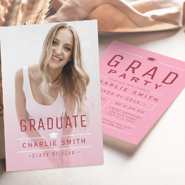 Roze Moderne Eenvoudige Typografie Foto Afstudeerp Kaart
