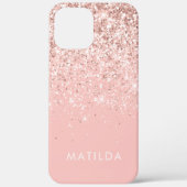 Roze, moderne, eenvoudige vrouwelijke glitter-stra Case-Mate iPhone case (Achterkant)
