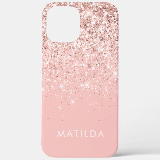 Roze, moderne, eenvoudige vrouwelijke glitter-stra Case-Mate iPhone case (Achterkant)