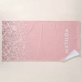 Roze, moderne, eenvoudige vrouwelijke glitter strandlaken (Voorkant)