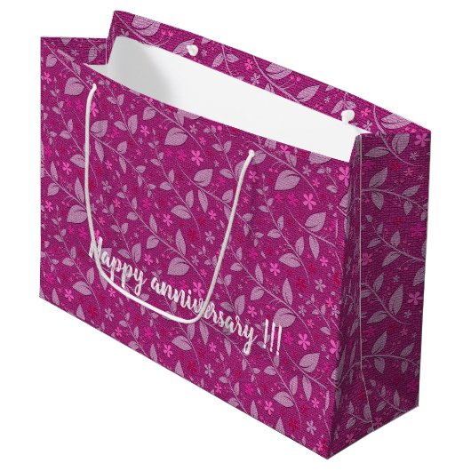 Roze moderne elegante bloemkool groot cadeauzakje (Voorkant Gekanteld)