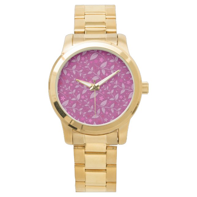 Roze moderne elegante bloemkool horloge (Voorkant)