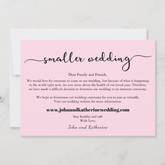 Roze Moderne Elegante Kleinere Trouw Aankondiging (Voorkant)