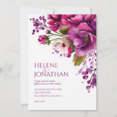 Roze Moderne Elegante Waterverf Bloemenbruiloft Kaart (Voorkant)