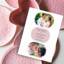 Roze moderne Fancy ovale bruiloft 2 multi foto's Save The Date