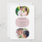 Roze moderne Fancy ovale bruiloft 2 multi foto's Save The Date (Voorkant)