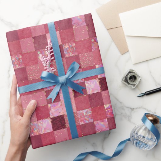 Roze | Moderne faux glitter & opaal Cadeaupapier (Geschenken)