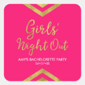 Roze moderne Faux Gold Chevron Girls - nacht uit Vierkante Sticker (Voorkant)