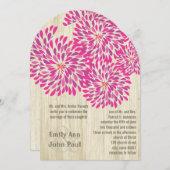 Roze moderne Floral Chrysanthemum Wedding Kaart (Voorkant / Achterkant)