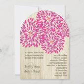 Roze moderne Floral Chrysanthemum Wedding Kaart (Voorkant)