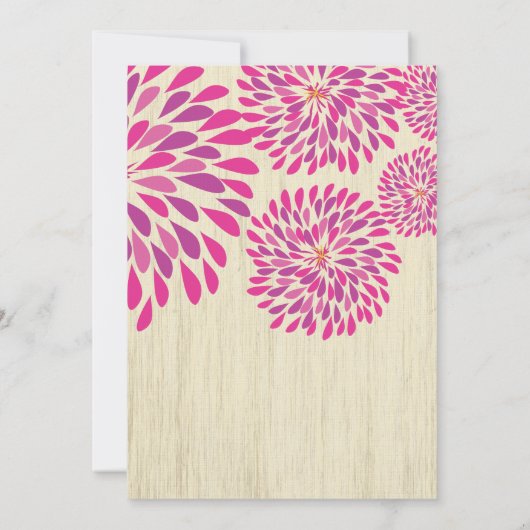 Roze moderne Floral Chrysanthemum Wedding Kaart (Achterkant)