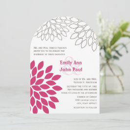 Roze moderne Floral Chrysanthemum Wedding Kaart
