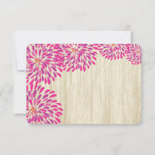 Roze moderne Floral Chrysanthemum Wedding RSVP Kaartje (Achterkant)