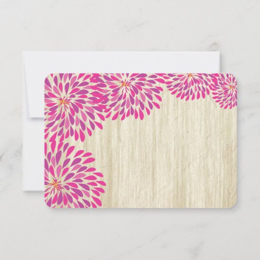 Roze moderne Floral Chrysanthemum Wedding RSVP Kaartje (Achterkant)