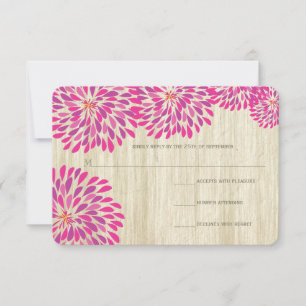 Roze moderne Floral Chrysanthemum Wedding RSVP Kaartje