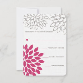 Roze moderne Floral Chrysanthemum Wedding RSVP Kaartje