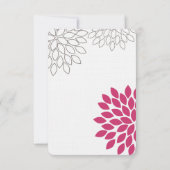 Roze moderne Floral Chrysanthemum Wedding RSVP Kaartje (Achterkant)