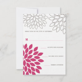 Roze moderne Floral Chrysanthemum Wedding RSVP Kaartje