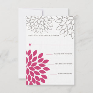 Roze moderne Floral Chrysanthemum Wedding RSVP Kaartje