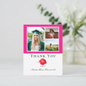 Roze Moderne Floral Foto Collage Afstuderen Dank Bedankkaart (Staand voorkant)
