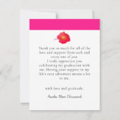 Roze Moderne Floral Foto Collage Afstuderen Dank Bedankkaart (Achterkant)