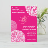 Roze moderne Floral Romantic Wedding Invites Kaart (Staand voorkant)