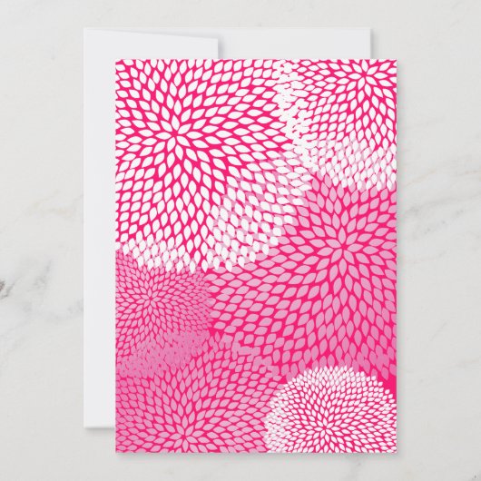 Roze moderne Floral Romantic Wedding Invites Kaart (Achterkant)