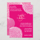 Roze moderne Floral Romantic Wedding Invites Kaart (Voorkant / Achterkant)