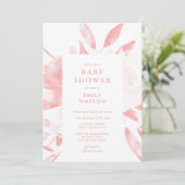 Roze Moderne Floral Waterverf Baby shower Kaart (Staand voorkant)