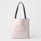 Roze, moderne florale bachelorette canvas tas (Voorkant)