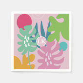 Roze moderne florale tropische natuur girly boho servet (Voorkant)