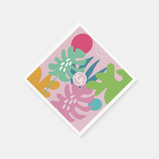 Roze moderne florale tropische natuur girly boho servet (Hoek)