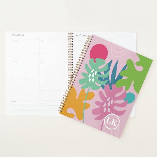 Roze moderne flortropische natuur girale planner (Display)
