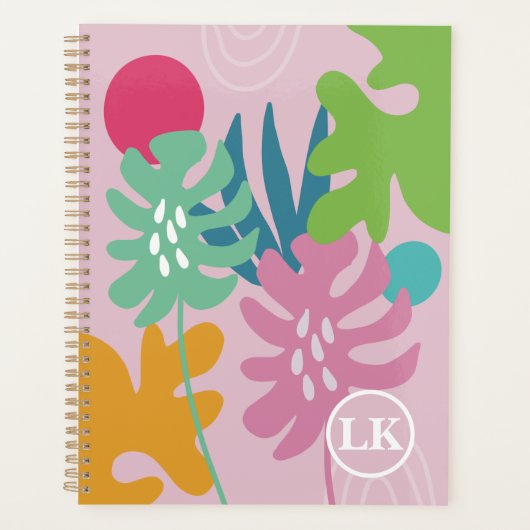 Roze moderne flortropische natuur girale planner (Voorkant)