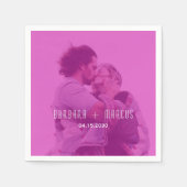 Roze Moderne Foto Bruiloft Servet (Voorkant)