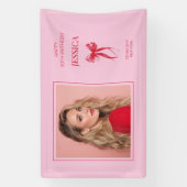 Roze Moderne Foto Dertig Boog Gelukkige 30ste Verj Spandoek (Verticaal)