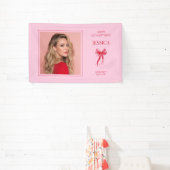 Roze Moderne Foto Dertig Boog Gelukkige 30ste Verj Spandoek (Insitu)