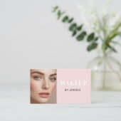 Roze Moderne Foto Make-up Visitekaartje (Staand voorkant)
