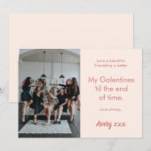 Roze Moderne Foto Vriendschap Galentine's Day Kaar Feestdagenkaart (Voorkant / Achterkant)