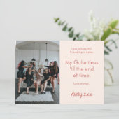 Roze Moderne Foto Vriendschap Galentine's Day Kaar Feestdagenkaart (Staand voorkant)