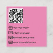 Roze moderne fotograaf QR-code Vierkante Visitekaartje (Achterkant)