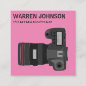 Roze moderne fotograaf QR-code Vierkante Visitekaartje (Voorkant)