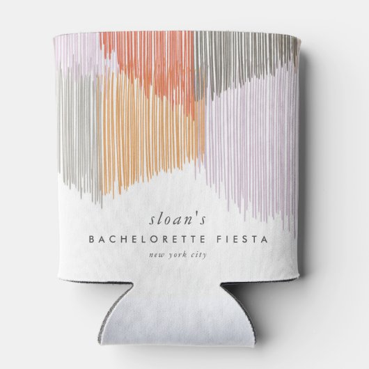 Roze Moderne Fringe Bachelorette Party Blikjeskoeler (Achterkant)