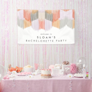 Roze Moderne Fringe Bachelorette Party Spandoek