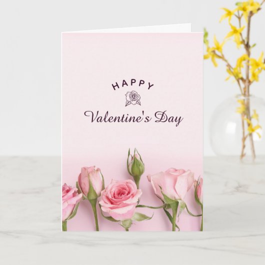 Roze Moderne Gelukkige Valentijnsdag  Kaart (Gele Bloem)