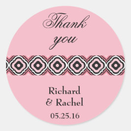 Roze Moderne Geometrisch Dank u Ronde Sticker