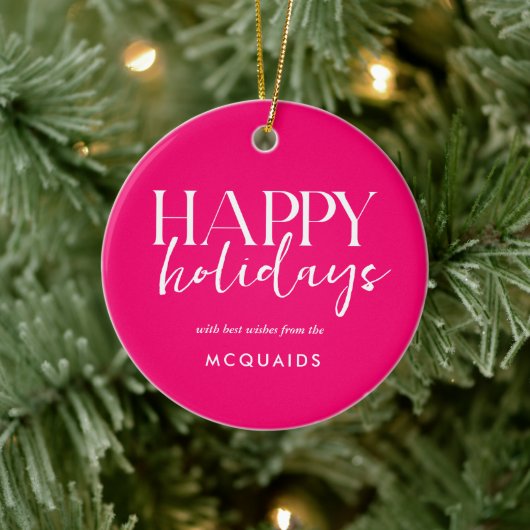 Roze moderne geometrische kerst keramisch ornament (Boom)