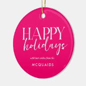 Roze moderne geometrische kerst keramisch ornament (Links)